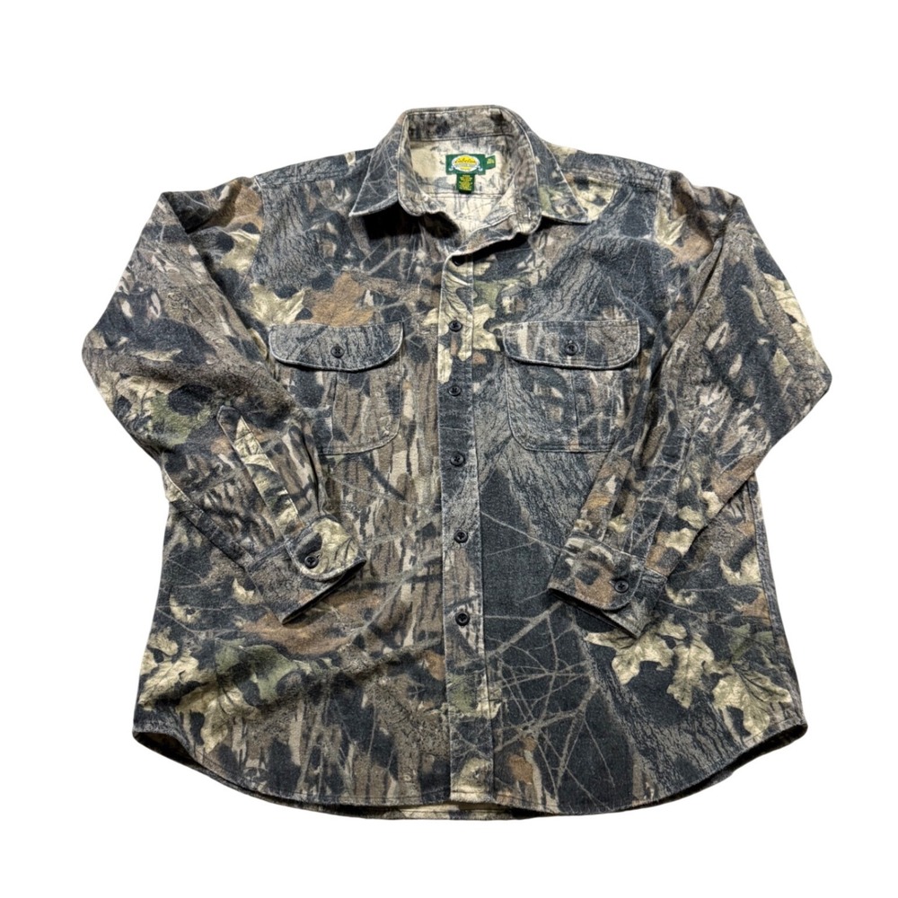 Cabelas Flannel Shirt Jacket Camouflage Hunting Outdoor Button Down Gorpcore XL